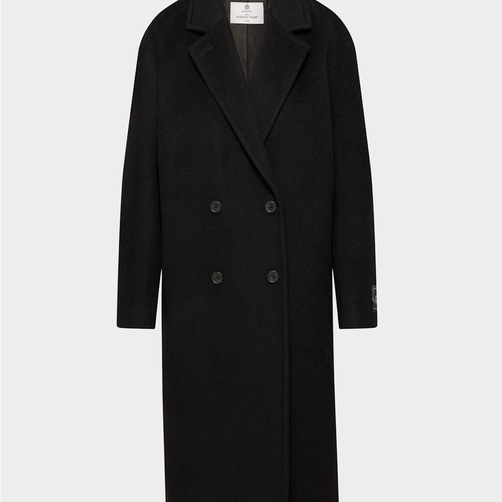 Aritzia Slouch Black Double-Breasted Long Wool Coat